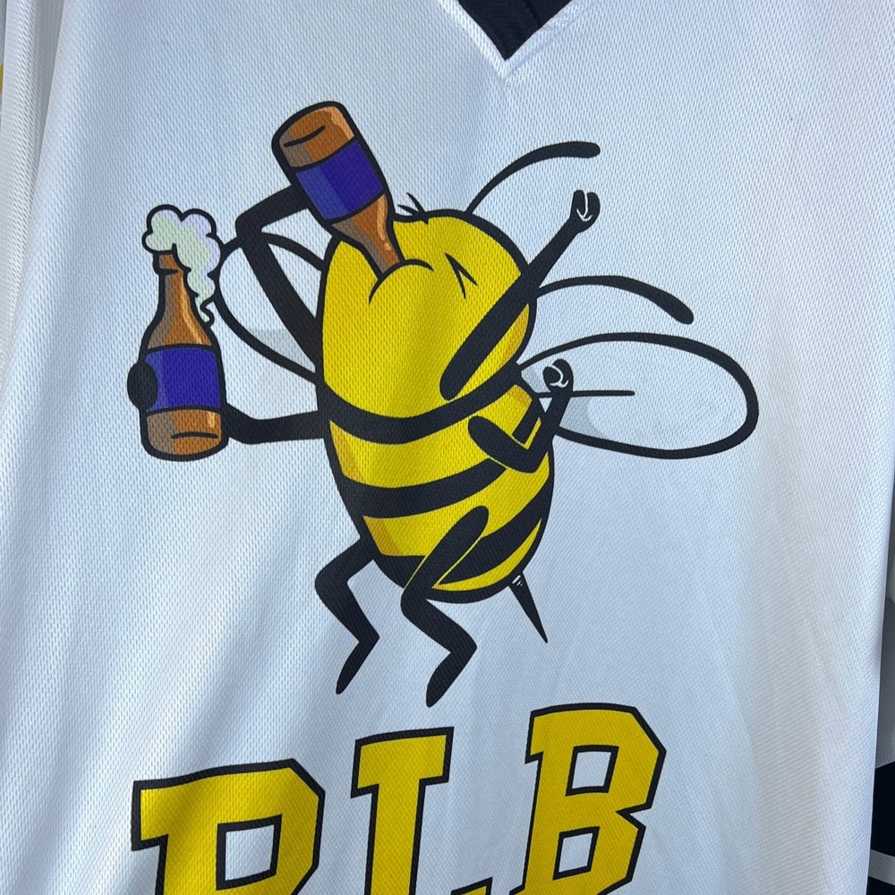 HockeyTron Hockey Jersey Mens Large Beer League Pruett 8 Graphic White Blokecore - Picture 4 of 5